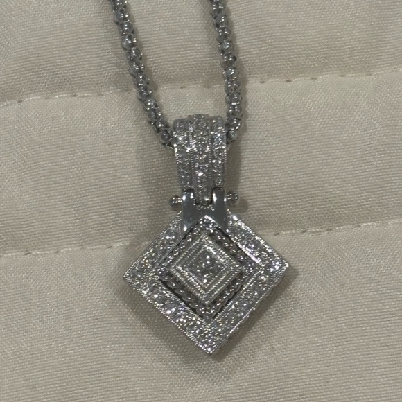 14kt White gold - one karat necklace from Littmans! - Picture 3 of 8